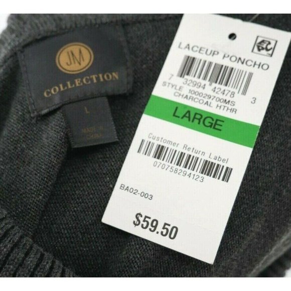 Cowl-Neck Gray Sweater JM Collection - Picture 5 of 6